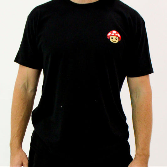 Myscelf Organic Cotton Heavyweight Black T-Shirt / Red Mushroom