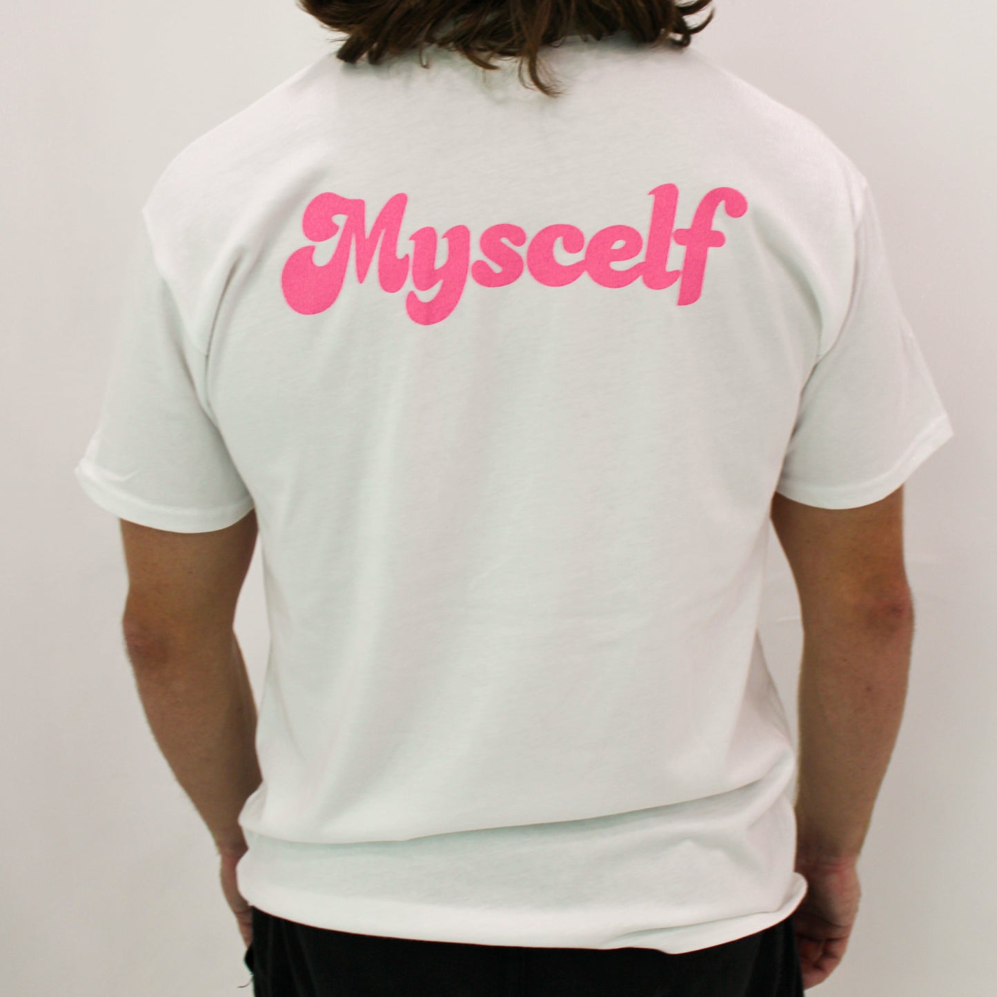 Myscelf Organic Cotton Heavyweight White T-Shirt / Pink Mushroom