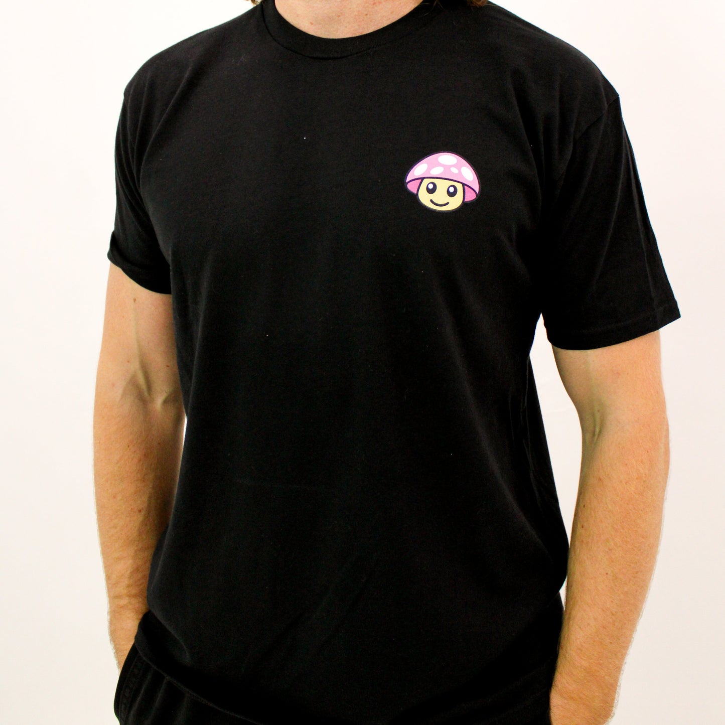 Myscelf Organic Cotton Heavyweight Black T-Shirt / Pink Mushroom