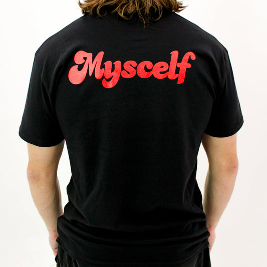 Myscelf Organic Cotton Heavyweight Black T-Shirt / Red Mushroom