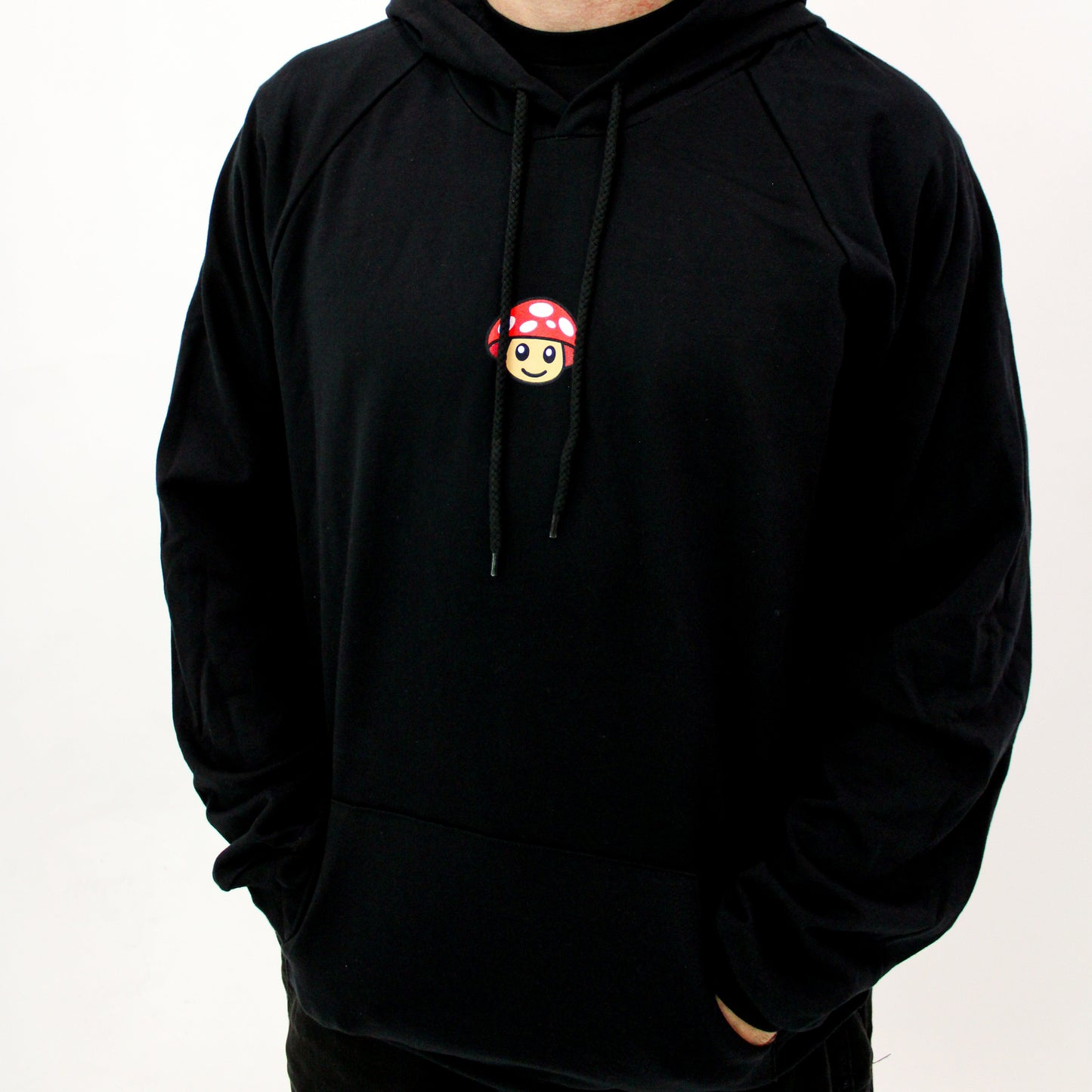 Myscelf Organic Cotton Black Hoodie / Red Mushroom