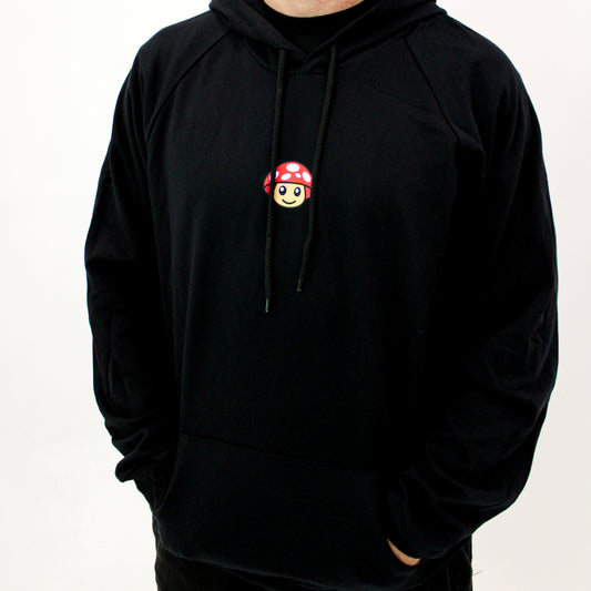 Myscelf Organic Cotton Black Hoodie / Red Mushroom
