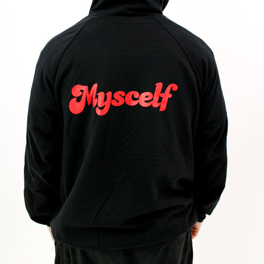 Myscelf Organic Cotton Black Hoodie / Red Mushroom