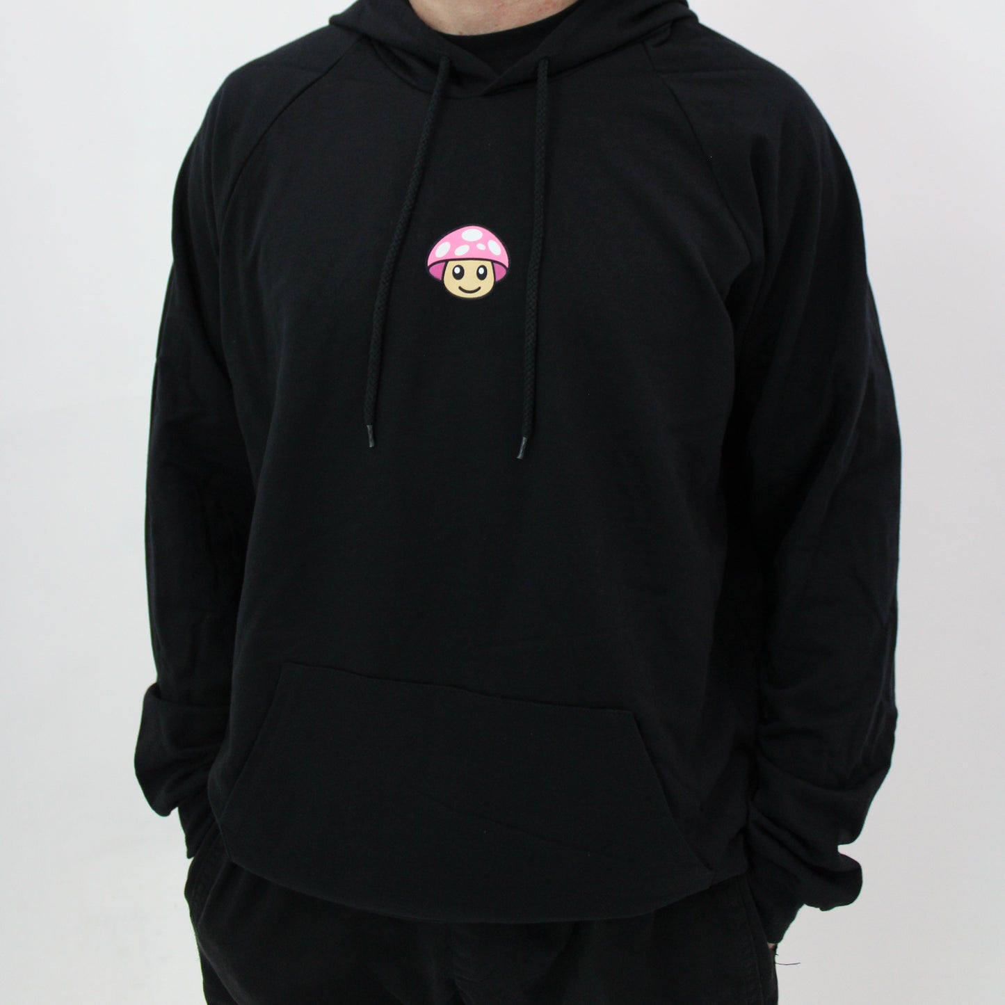 Myscelf Organic Cotton Black Hoodie / Pink Mushroom