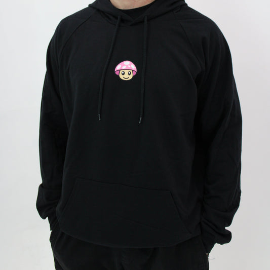 Myscelf Organic Cotton Black Hoodie / Pink Mushroom