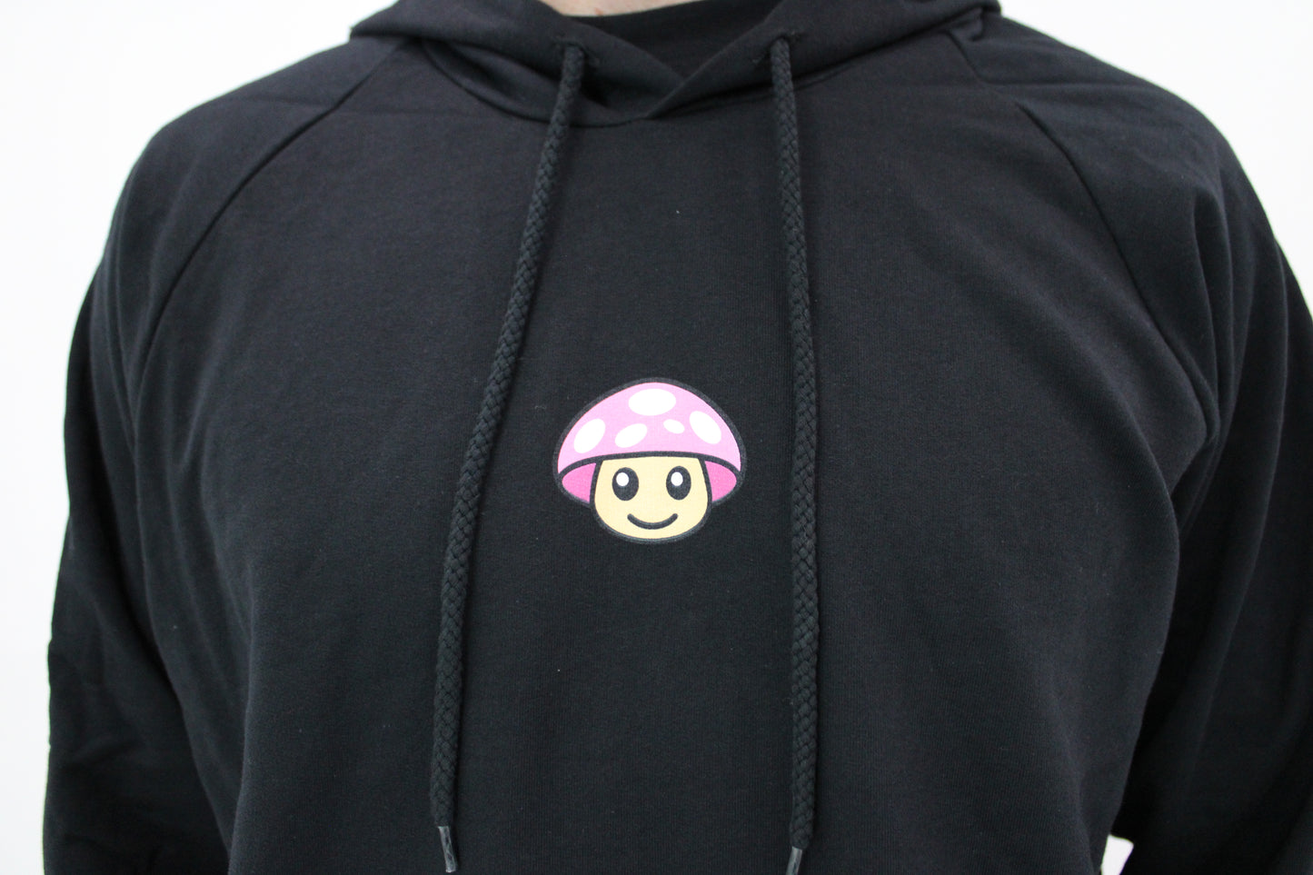 Myscelf Organic Cotton Black Hoodie / Pink Mushroom