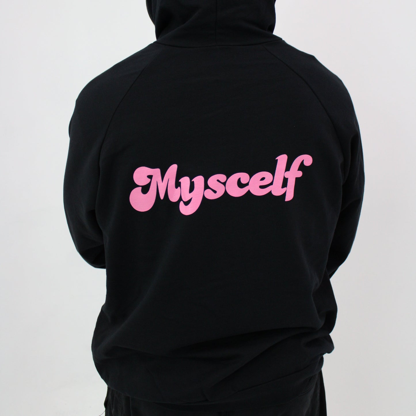 Myscelf Organic Cotton Black Hoodie / Pink Mushroom