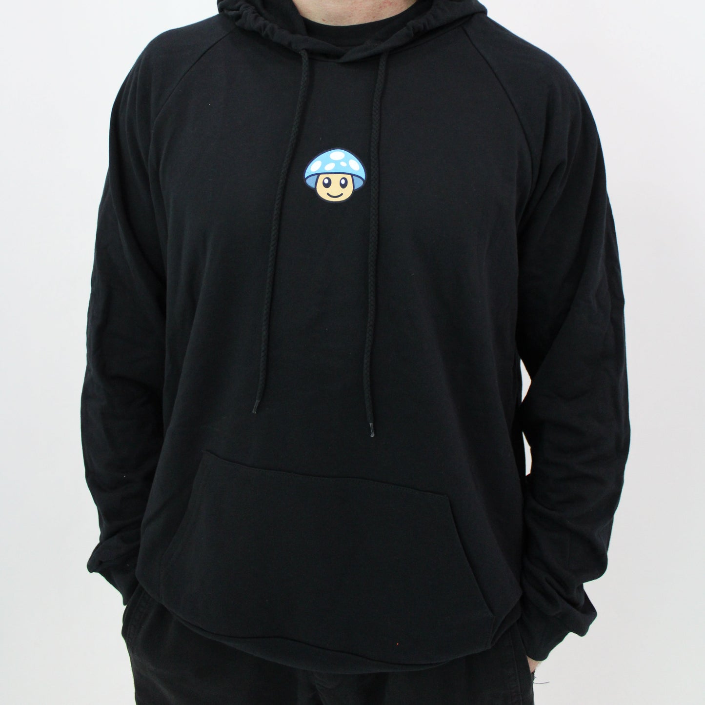 Myscelf Organic Cotton Black Hoodie / Blue Mushroom
