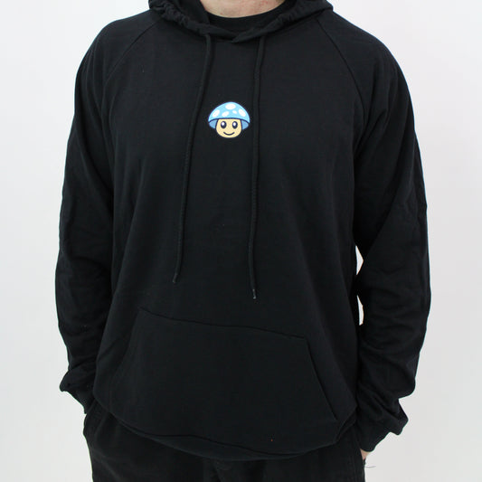 Myscelf Organic Cotton Black Hoodie / Blue Mushroom