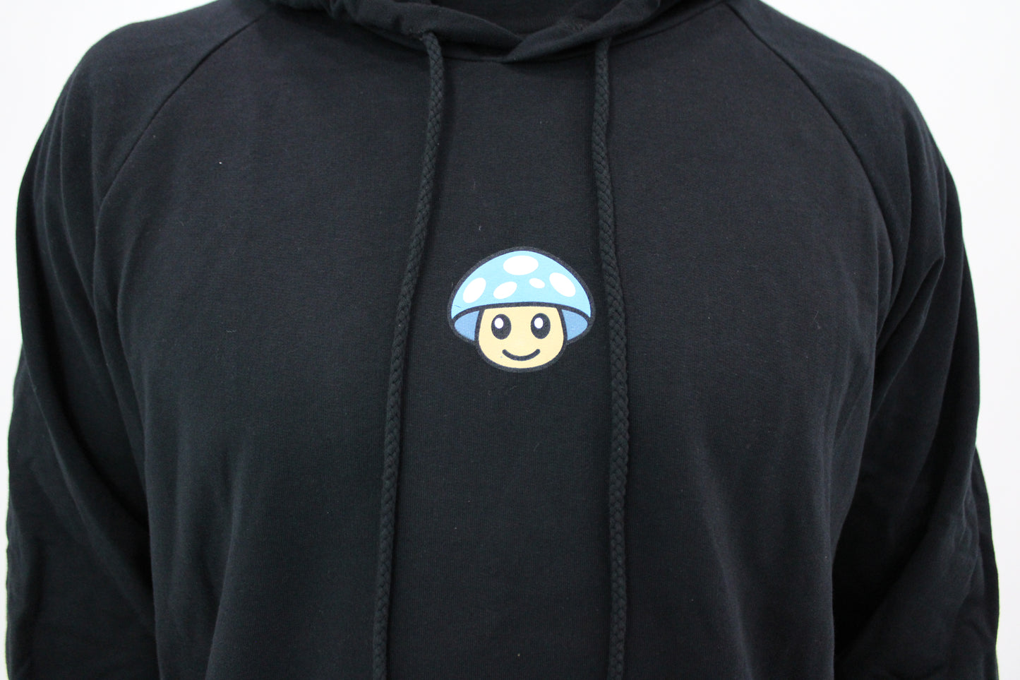 Myscelf Organic Cotton Black Hoodie / Blue Mushroom