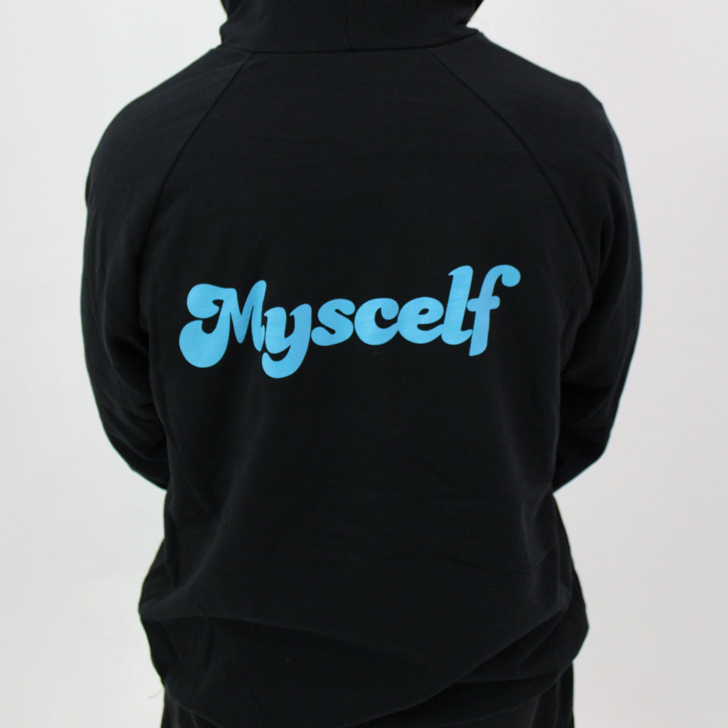 Myscelf Organic Cotton Black Hoodie / Blue Mushroom
